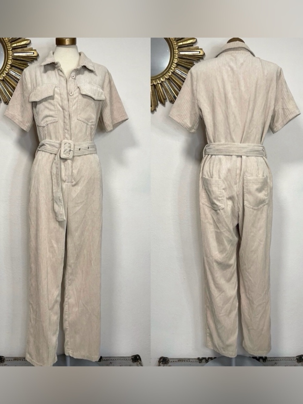 Le Lis Corduroy Short Sleeve Jumpsuit Boiler Suit